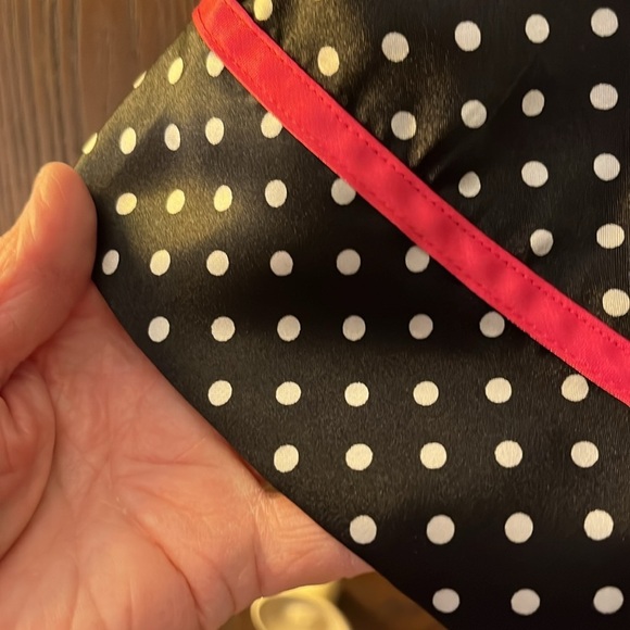 Apt 9 silky appearance black robe with white polka dots. Detached belt. Small - Picture 4 of 6